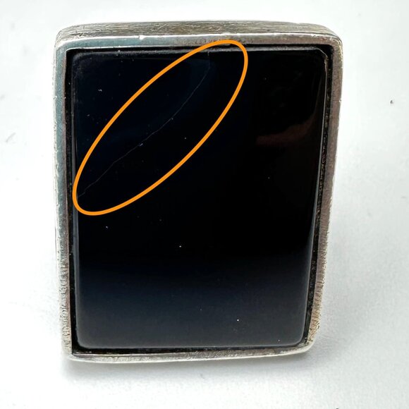 XL Sterling Silver Onyx Statement Art Ring — Unisex — Size 8.25US — GUC - Picture 11 of 11